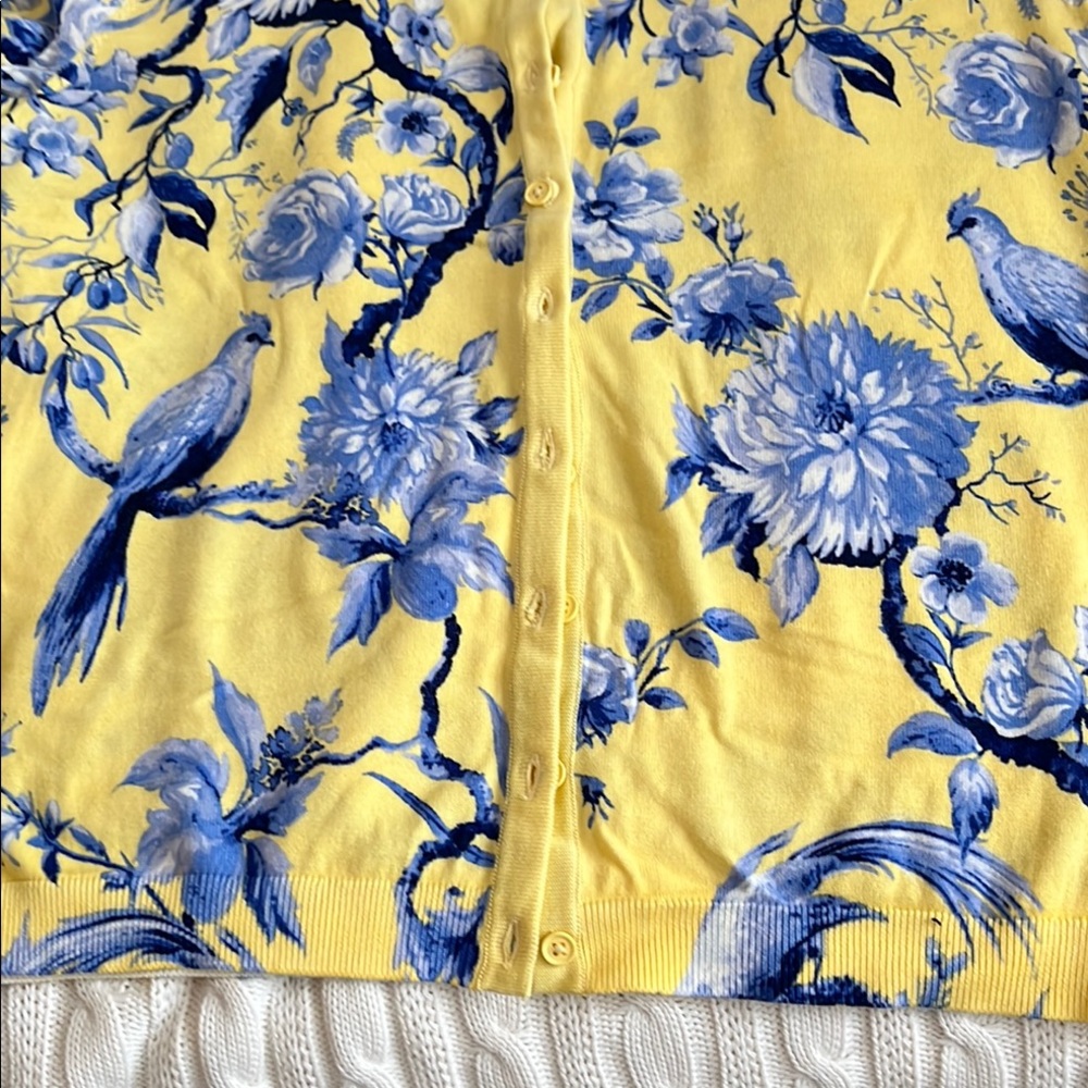 Talbots Yellow and Blue Patterned Cardigan - Picture 8 of 8